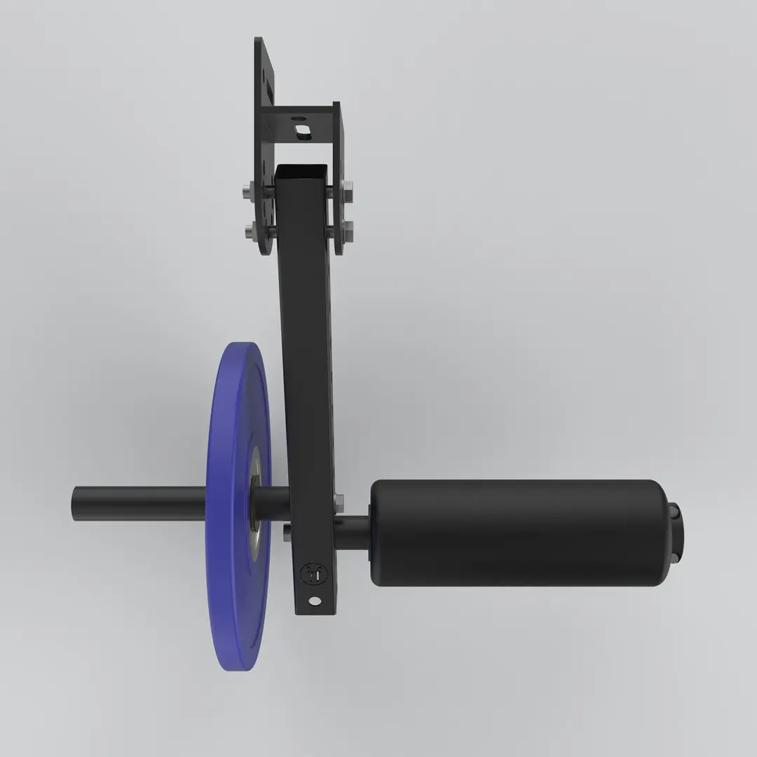leg extension. A Forte Fitness leg extension attachment in black, with the padded roller displayed at the front of the image.