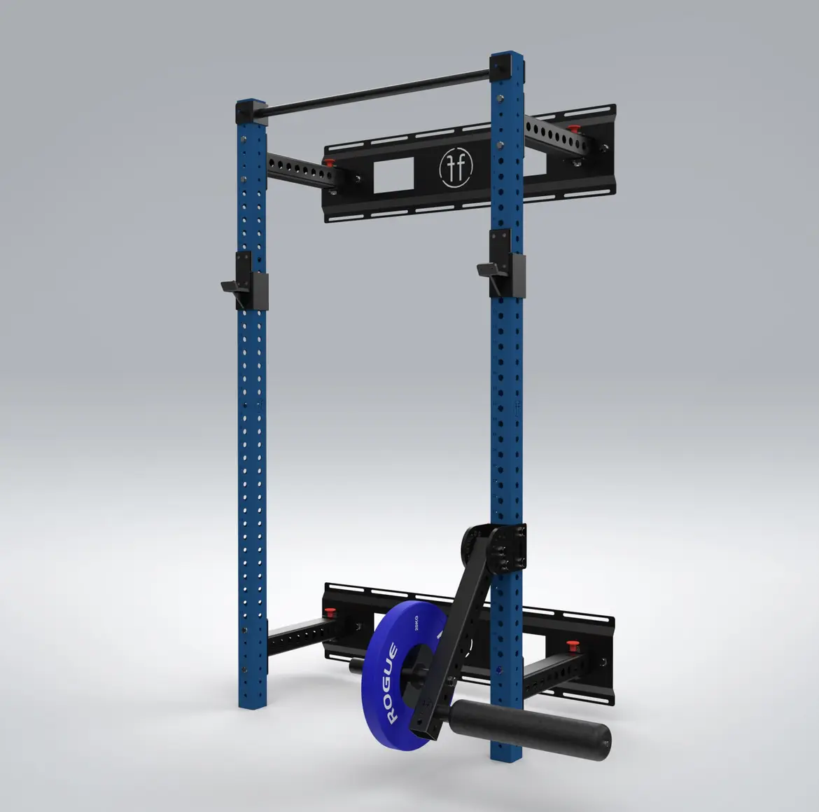 Extension rack A Forte Fitness extension rack attached to a Forte Fitness bar in blue.