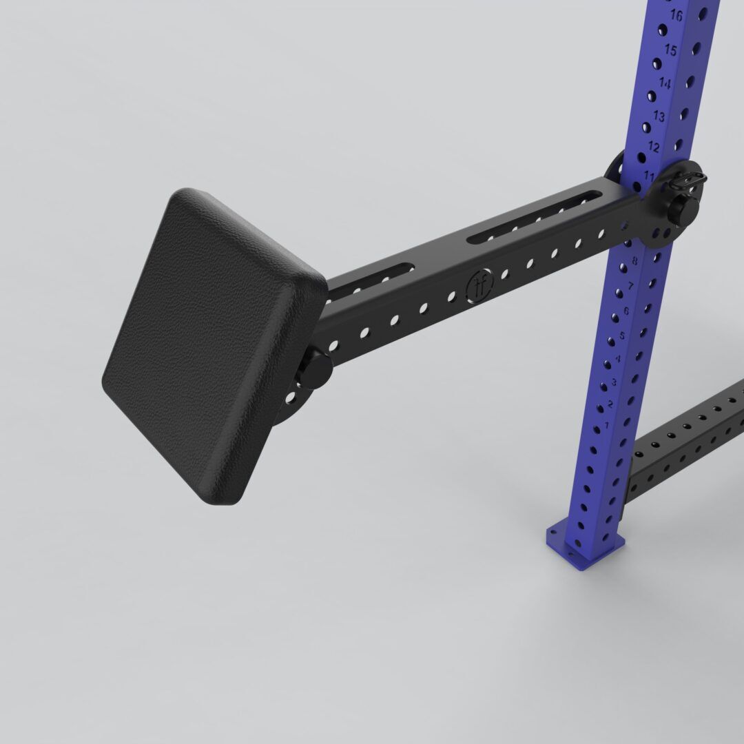 bulldog rack pad. bulldog pad mounted on a blue forte fitness rack
