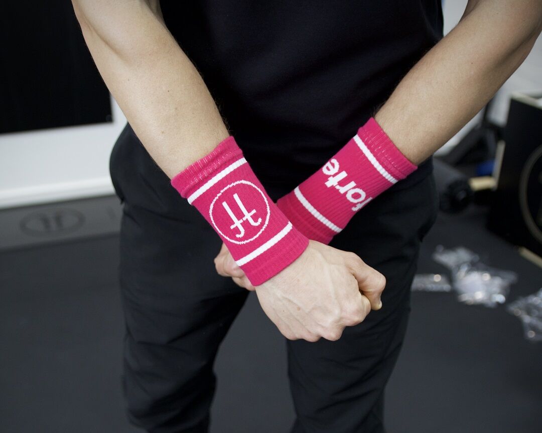 sweat wrist bands bright pink