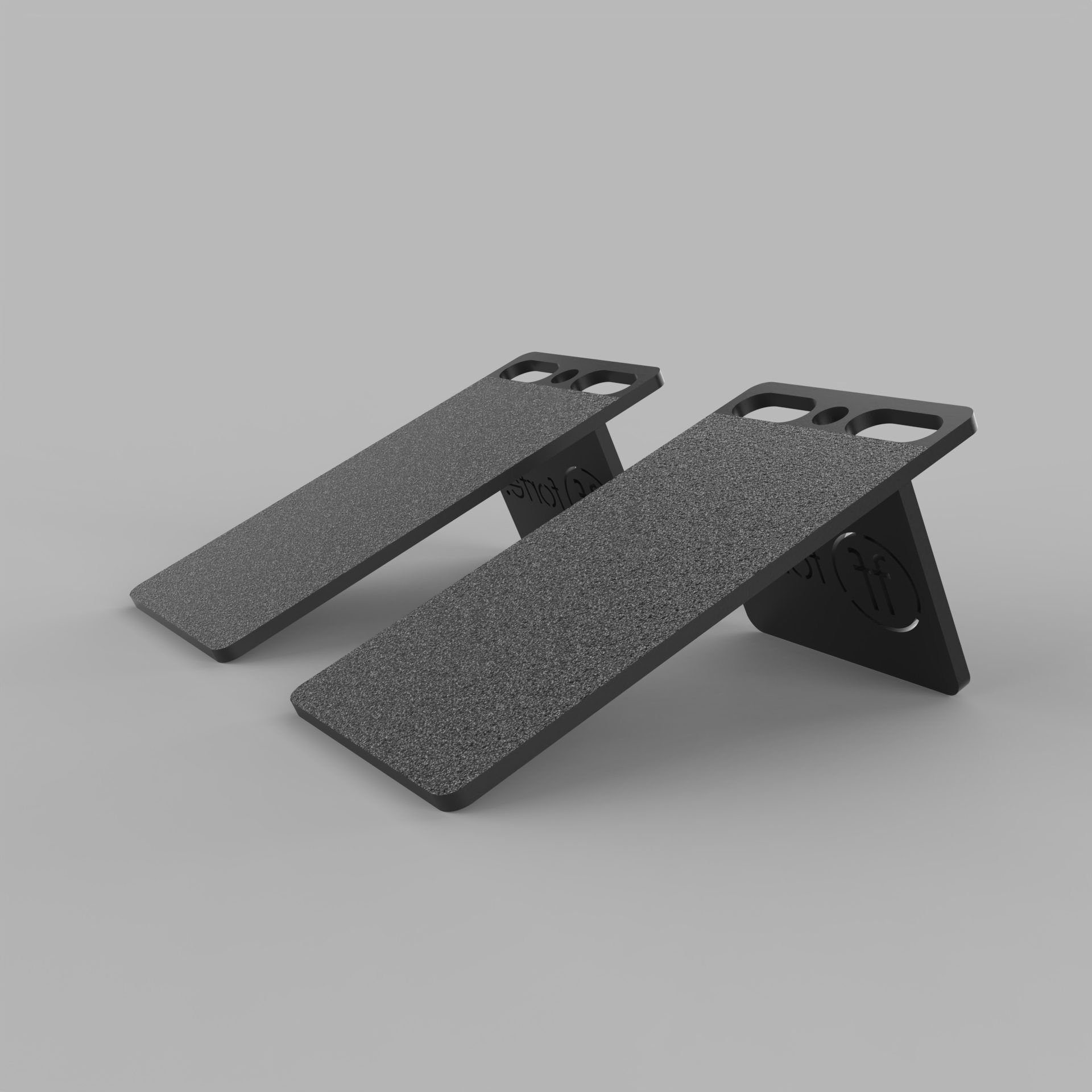 Aluminium Slant doubles Pair of black alumium slant wedges with anti-slip grip tape. Featuring holes at the top for easy portability