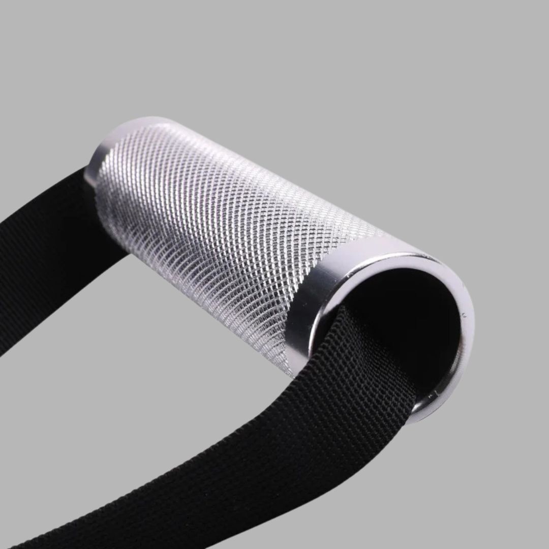 knurled handles close up of a stirrup knurled handle